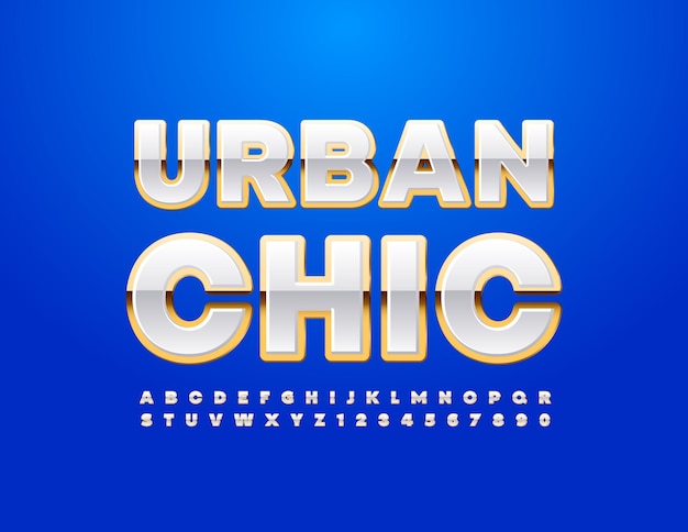 Urban Chic Wit en goud glanzend lettertype Elite Alfabetletters en cijfers set