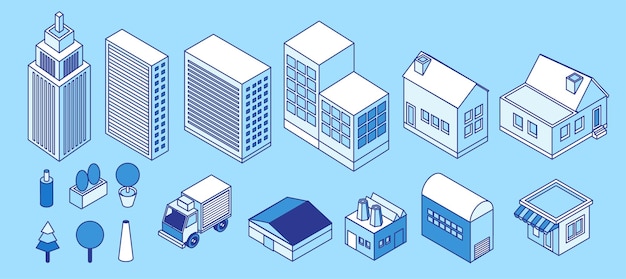 Elemento urbano della città per il costruttore di mappe in stile isometrico