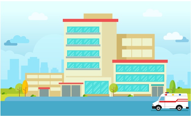 Vector urban city hospital building flat vector