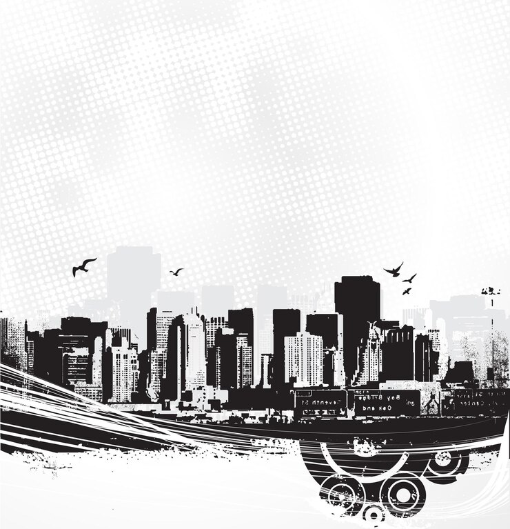 Vector urban city skyscraper stijl abstracte golf lijn achtergrond