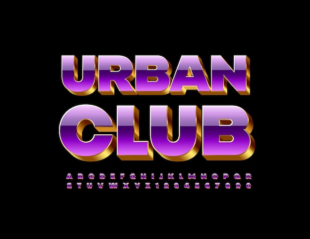 Urban Club 밝은 고급 글꼴 빛나는 3d 알파벳 문자 및 숫자 세트