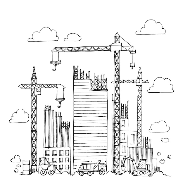 Urban construction, building sketch. 