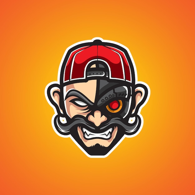 Urban cyborg man mascot logo