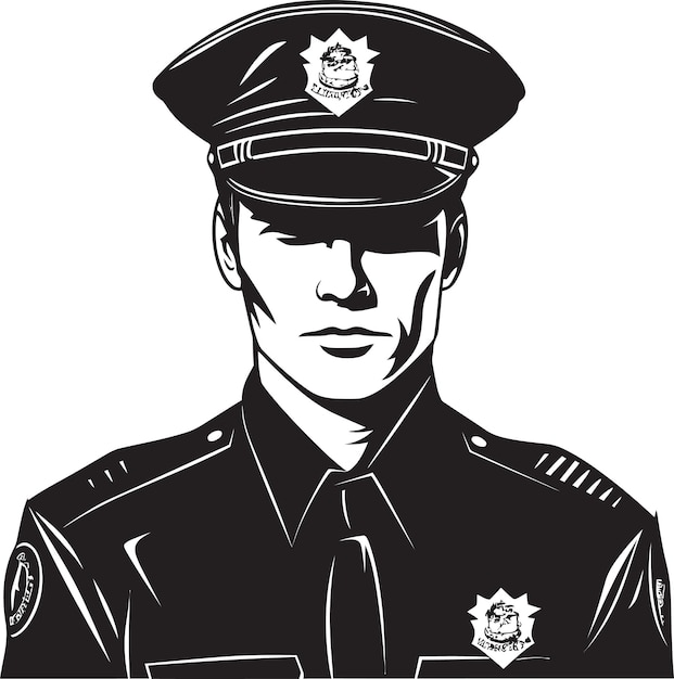 Vector urban defender dynamic black cop illustrationblue line shadows stealthy noir police officer