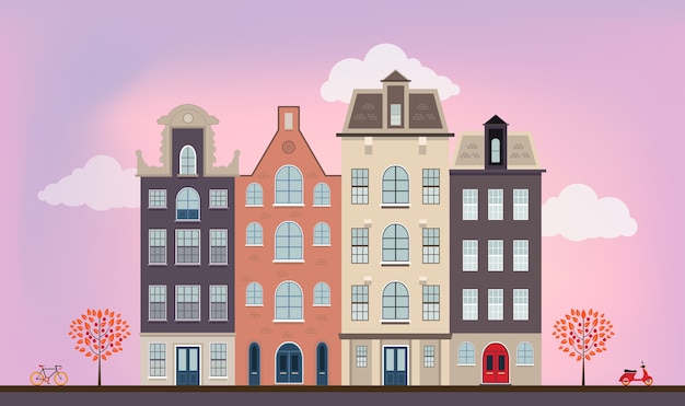 Vector urban european houses