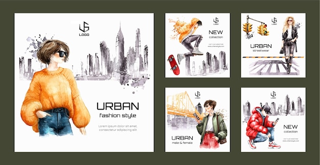 Urban fashion instagram posts template