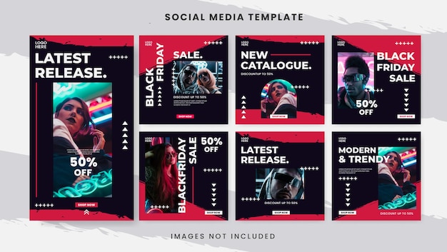 Vector urban fashion social media post design template