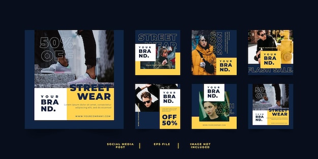 Urban fashion streetwear banner social media post