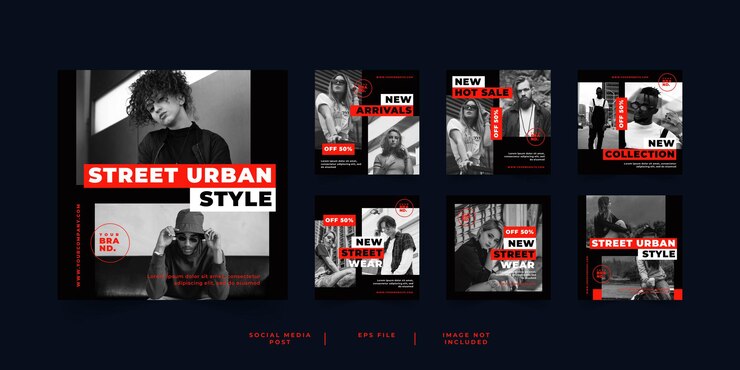Vector urban fashion streetwear banner social media post