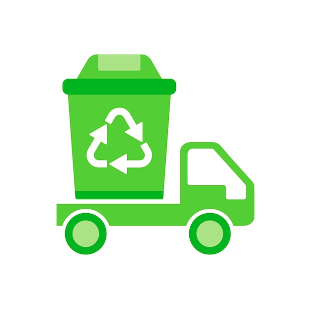 Urban garbage truck trash sorting vector illustration