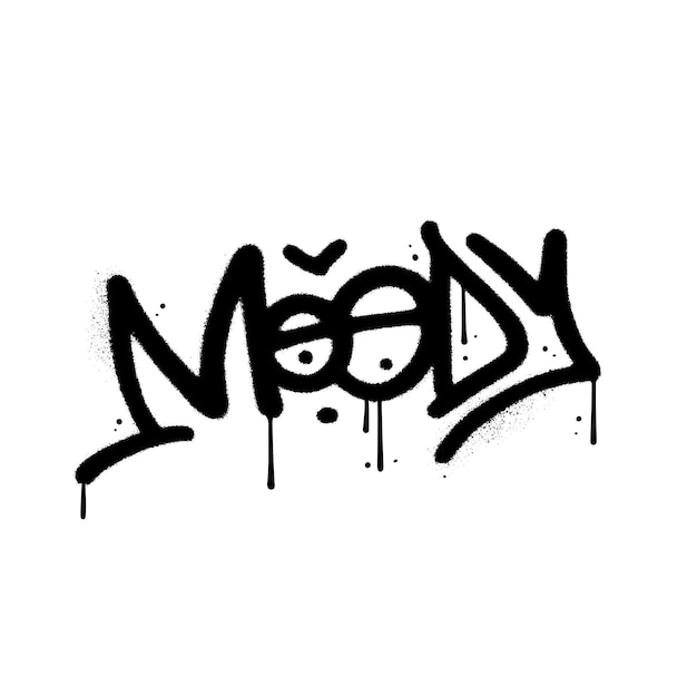 Urban graffiti spray paint word moody s style black spray textures street art vector design