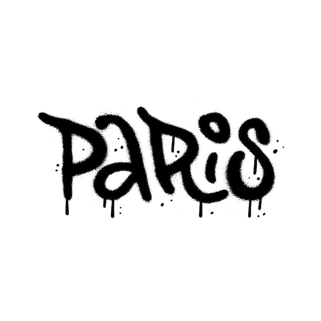Vector urban graffiti spray paint word paris s s airbrush textured vector illustration