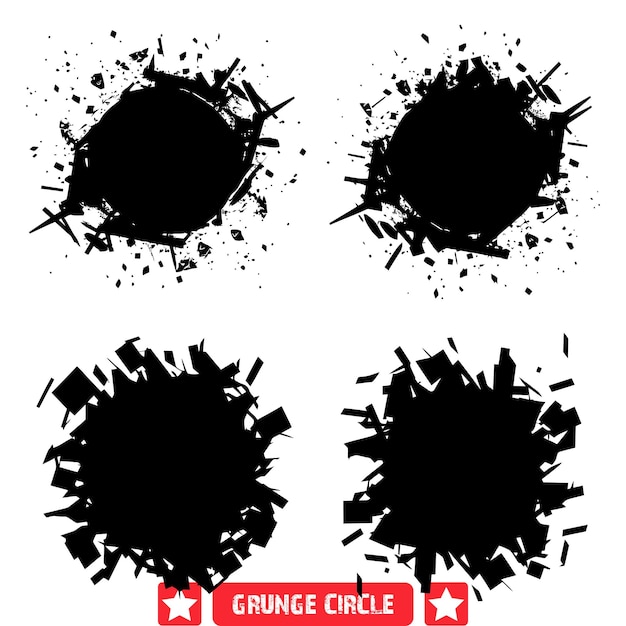 Urban Grunge Circles Vector Pack 都市グラフィックアート用の生地と天候による円形の形状