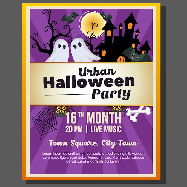 Urban halloween party poster template with ghost