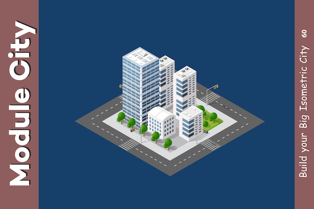 Urban isometric skyscraper