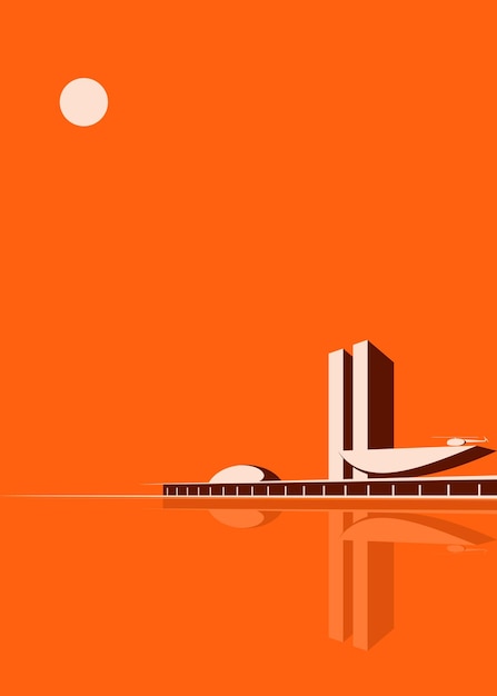 Vector urban landscape in orange tones vector illustration of a modern urban landscape