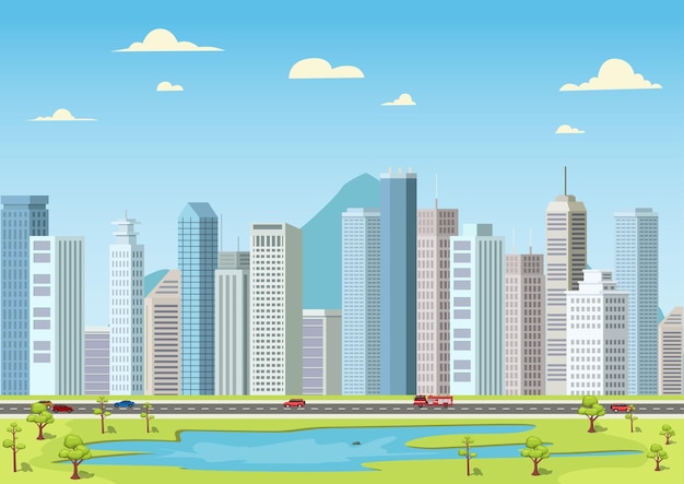 建物と都市交通の都市風景