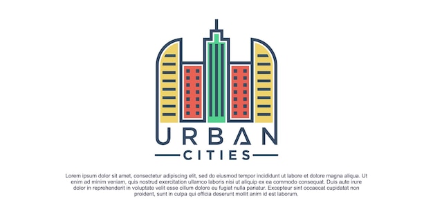 벡터 창의적인 다채로운 도시 컨셉의 도시 로고 프리미엄 벡터