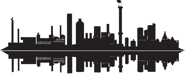 Urban Machinery Masterpiece Vector Logo van het productiegebied Staal symmetrie Industrieel landschap E