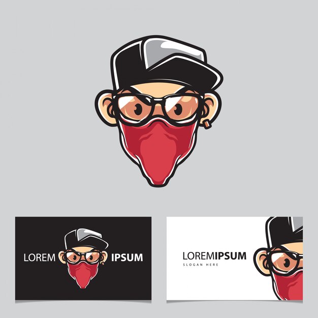 Vector urban man mascot and business cards