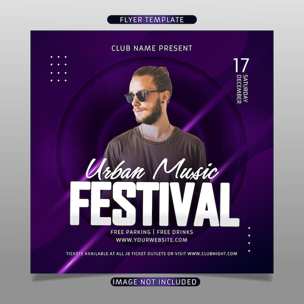 Vector urban music festival flyer template