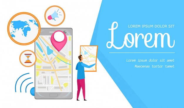 Vector urban navigation app flat banner