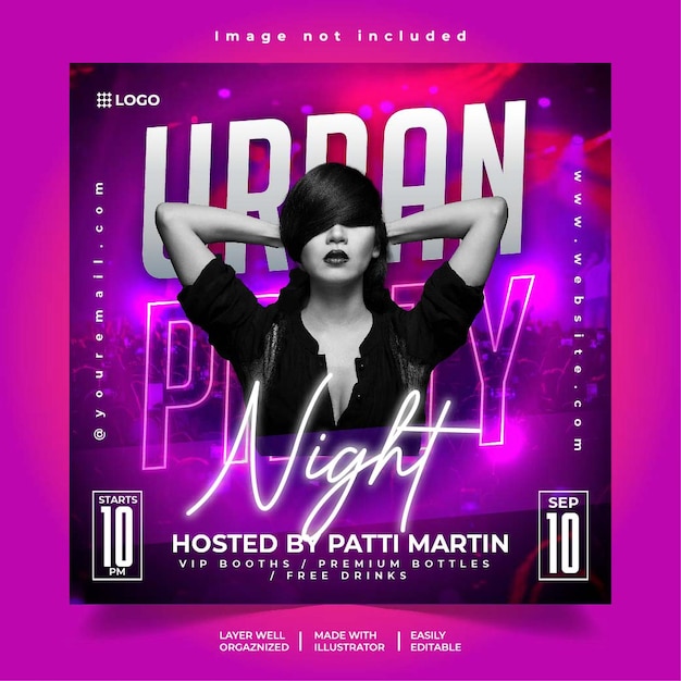 Urban party Nachtclub dj party flyer social media post banner sjabloon