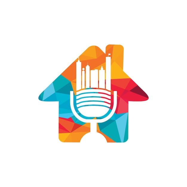 Urban podcast vector logo design template Podcast city logo concept