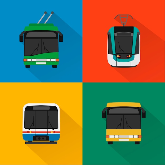 Urban public transport set modern concept design flat vector