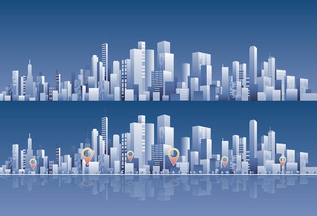 urban silhouette landscape abstract horizontal banner background cityscape panorama frat style gps
