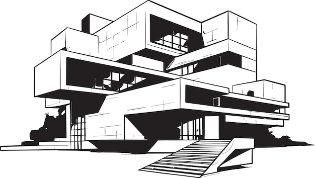 Urban Simplicity Chic Vector Logos tonen de verfijnde elegantie van modern gebouwontwerp in zwarte S