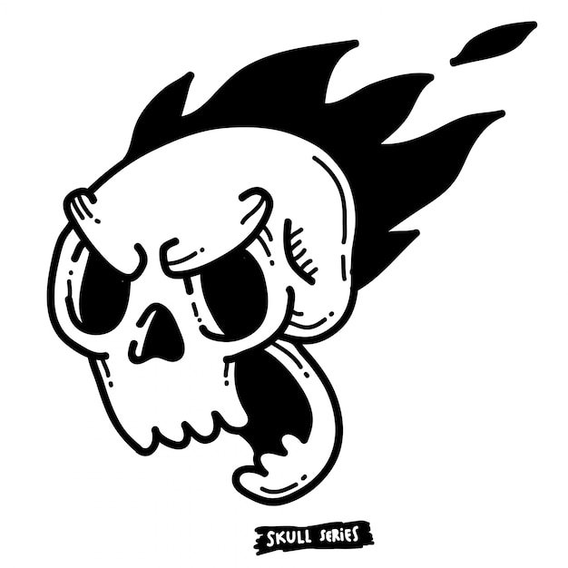 Vector urban skull with flaming hair