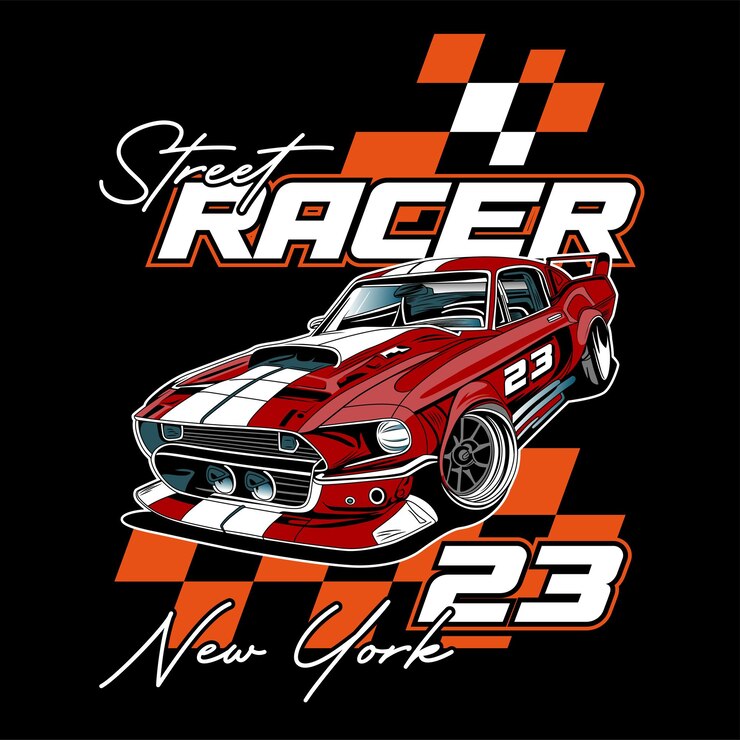 Vector urban sports race car new york street racer vector illustration