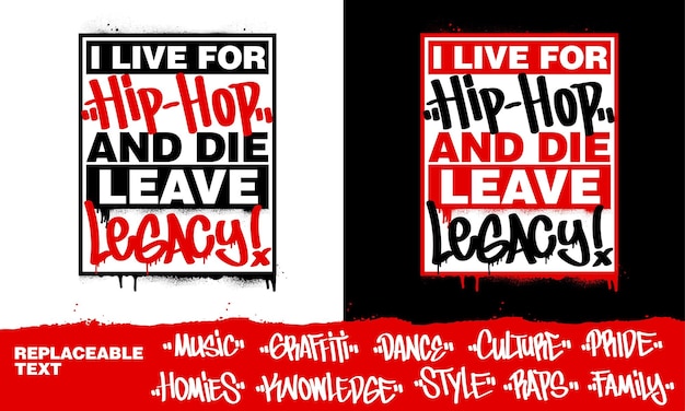 Urban street art hiphop graffiti designs Streetwear typography vector illustrations