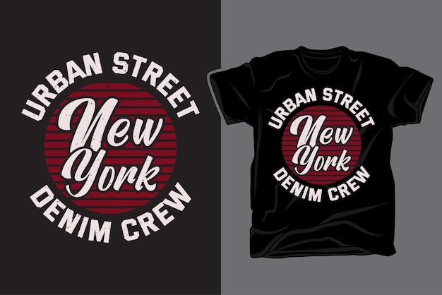 Urban street new york denim crew typography t shirt design