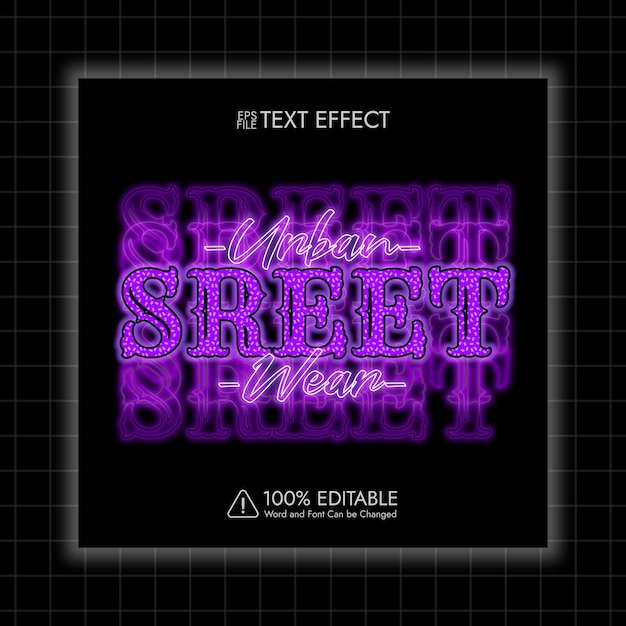 Urban street wear bewerkbaar teksteffect op streetstyle premium vector