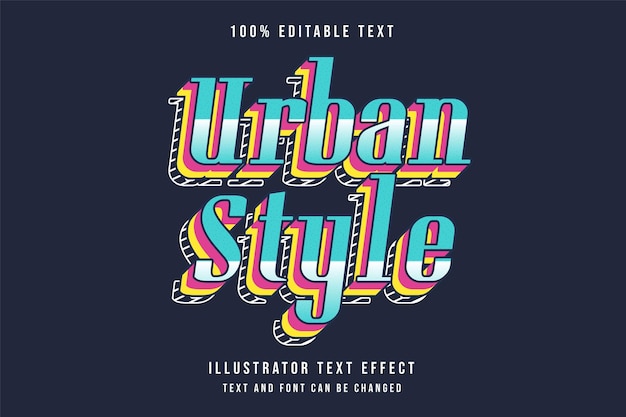 Urban style editable text effect with blue gradation