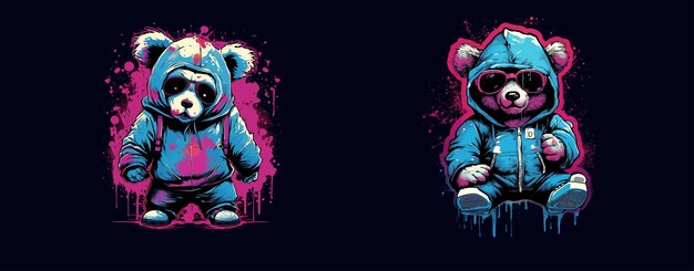 Urban Style Panda Bear in Hoodie A Vibrant Vector Illustration of a Cool Panda with Street Art Influence Perfect for Youthful Edgy