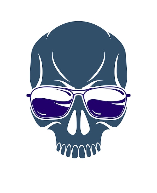 Городской стильный векторный логотип черепа или значок, агрессивная криминальная татуировка черепа, гангстерский стиль.