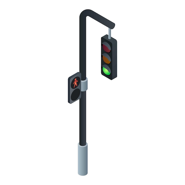 Urban traffic lights icon Isometric of urban traffic lights vector icon for web design isolated on white background