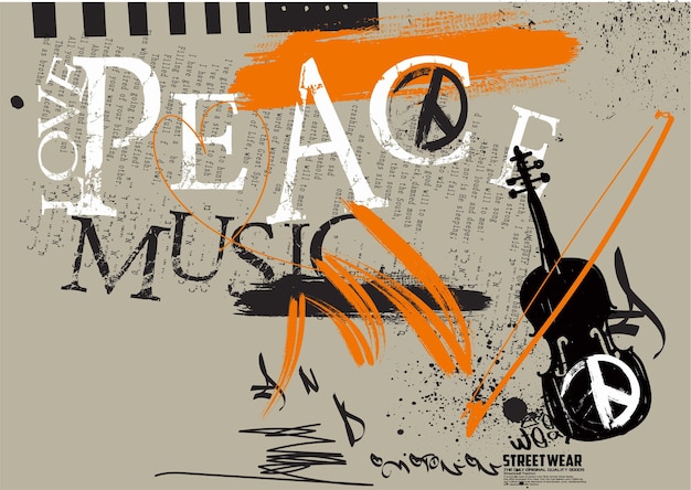 Urban typography hipster street art graffiti slogan vector peace grunge background grunge graffiti