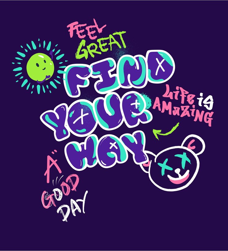 Urban typography street art graffiti slogan print with spray effect for graphic tee