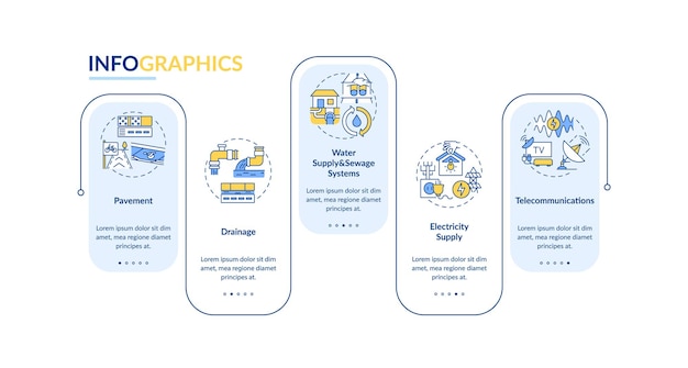 도시 유틸리티 및 시설 인포 그래픽 템플릿 일러스트