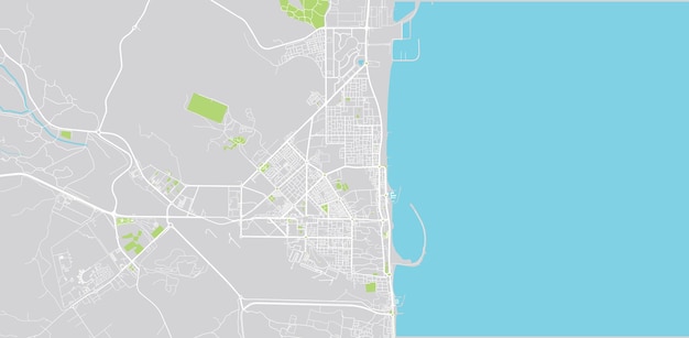 Urban vector city map of fujairah united arab emirates