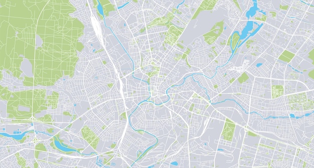 Mappa della città di vettore urbano di kharkiv ucraina europa