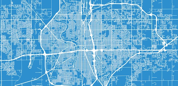 Mappa urbana vettoriale della città di wichita kansas stati uniti d'america