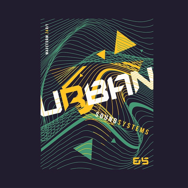 Urban waves vector expressive geometric tshirt abstract design poster print template