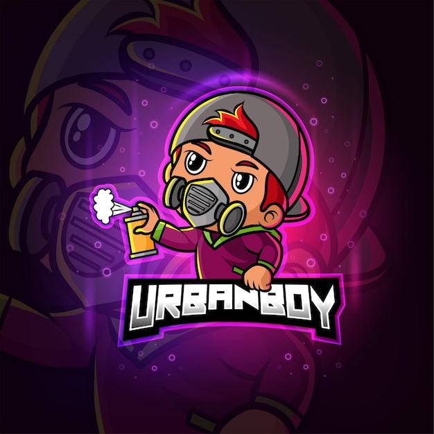 urbanboy mascotte esport kleurrijk logo