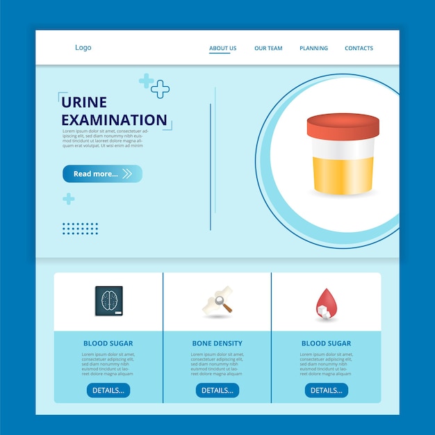 尿検査フラットランディングページウェブサイトテンプレートX線