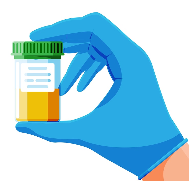Vector urine test tube in hand isolated on white